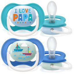Залъгалка Philips Avent ultra air 6-18 м., за момче, лодки, 2 броя SCF080/03