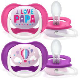 Залъгалка Philips Avent ultra air 6-18 м., за момиче, балон, 2 броя SCF080/04