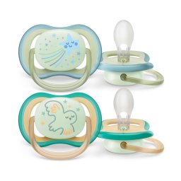 Залъгалка Philips Avent ultra air Night 0-6 м. 2 бр. SCF376/18, светеща в тъмното