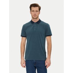 Blend Тениска с яка и копчета 20718252 Тъмносин Regular Fit