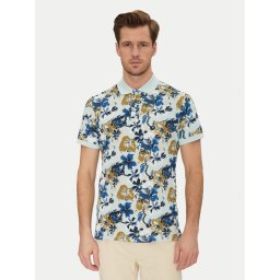 Blend Тениска с яка и копчета 20718253 Син Regular Fit