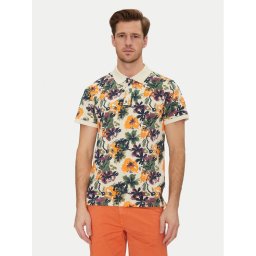 Blend Тениска с яка и копчета 20718253 Бежов Regular Fit