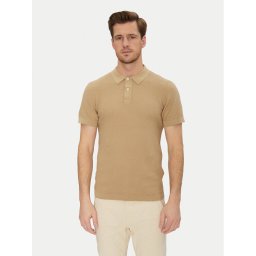 Blend Тениска с яка и копчета 20718361 Бежов Regular Fit