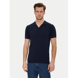 Blend Тениска с яка и копчета 20718362 Тъмносин Regular Fit