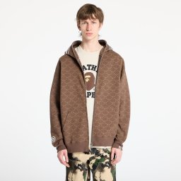 Суитшърт A BATHING APE College Monogram Relaxed Fit Shark Full Zip Hoodie UNISEX Brown S