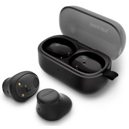 PHILIPS слушалки TWS тапи черни до 14 часа време за възпроизвеждане, черни