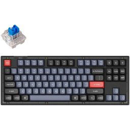 Геймърска Механична клавиатура Keychron V3 TKL Knob QMK Frosted Black Translucent, Keychron K Pro Blue Switch, RGB Backlight
