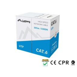 Lanberg LAN cable CAT.6 utp 305m solid cu grey cpr + fluke passed
