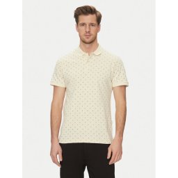Blend Тениска с яка и копчета 20718261 Бежов Regular Fit