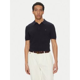 Tommy Hilfiger Тениска с яка и копчета Essential MW0MW37396 Тъмносин Regular Fit
