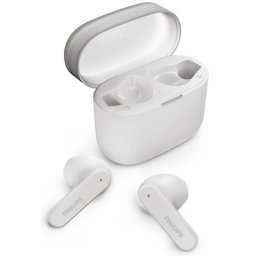 PHILIPS слушалки TWS тапи бели до 28 часа време за възпроизвеждане