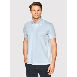 Tommy Hilfiger Тениска с яка и копчета 1985 MW0MW17770 Светлосиньо Regular Fit
