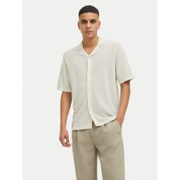 Jack&Jones Тениска с яка и копчета Orion 12268226 Екрю Relaxed Fit