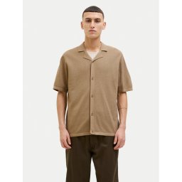 Jack&Jones Тениска с яка и копчета Orion 12268226 Бежов Relaxed Fit