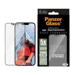 Стъклен протектор PanzerGlass за iPhone 17E, iPhone 16E,14,13,13 Pro, Ceramic, Ultra-Wide Fit