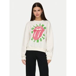 ONLY Суитшърт Rolling Stones 15345927 Бял Regular Fit