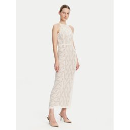Guess Коктейлна рокля W5GK66 KCT80 Бежов Slim Fit