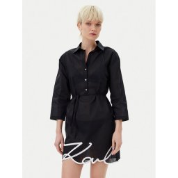 KARL LAGERFELD Рокля тип риза A1W46006 Черен Regular Fit