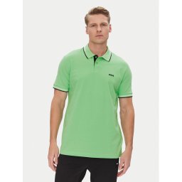 BOSS Тениска с яка и копчета Paul 50506193 Зелен Slim Fit