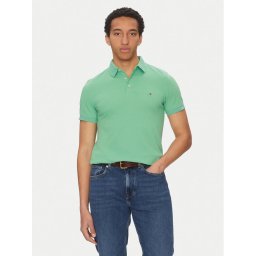 Tommy Hilfiger Тениска с яка и копчета 1985 MW0MW17771 Зелен Slim Fit