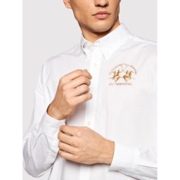 La Martina Риза Poplin CCMC01 PP003 Бял Regular Fit