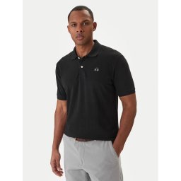 La Martina Тениска с яка и копчета BPMP01 PK031 Черен Regular Fit