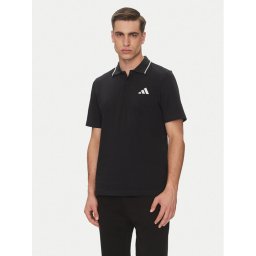 adidas Тениска с яка и копчета Essentials Small Logo JE9023 Черен Regular Fit