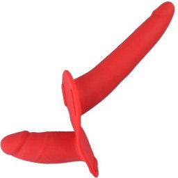 Двоен пенис колан от Медицински силикон "DEB RED" 14.5 см