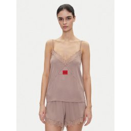 HUGO Тениска на пижама Red Label Lace_Cami 50531653 Кафяв Regular Fit