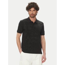 La Martina Тениска с яка и копчета Allen MAP010 JS402 Черен Regular Fit