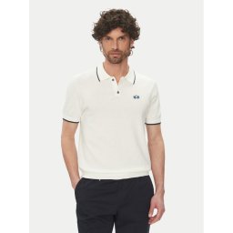 La Martina Тениска с яка и копчета Austin MAS001 YC041 Бял Regular Fit