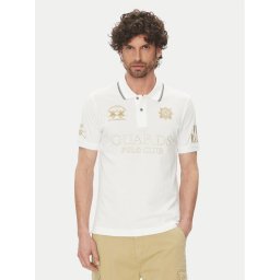 La Martina Тениска с яка и копчета Achille MAPG30 PK097 Бял Regular Fit