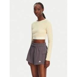 adidas Блуза Ribbed JD0013 Бежов Slim Fit