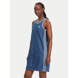 adidas Дънкова рокля adicolor Denim 3-Stripes JD2580 Син Slim Fit