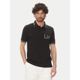 La Martina Тениска с яка и копчета Adrian MAP009 PK001 Черен Regular Fit