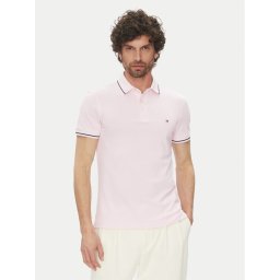Tommy Hilfiger Тениска с яка и копчета MW0MW39993 Розов Slim Fit