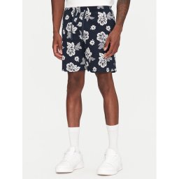 Tommy Jeans Шорти от плат Slub Aop Beach DM0DM21947 Тъмносин Regular Fit