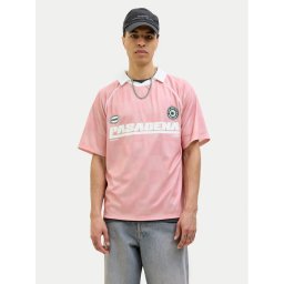Jack & Jones Тениска с яка и копчета Retreat 12277379 Розов Loose Fit