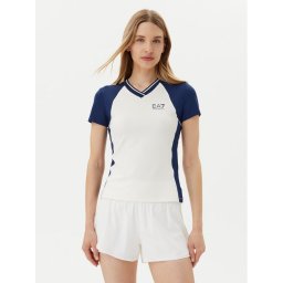 EA7 Emporio Armani Тениска от техническо трико 7W000199 AF13282 M0058 Бял Regular Fit