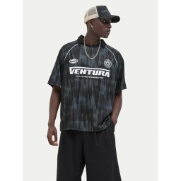 Jack & Jones Тениска с яка и копчета Retreat 12277379 Черен Loose Fit