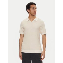 Jack & Jones Тениска с яка и копчета Ceaston 12273012 Бежов Regular Fit