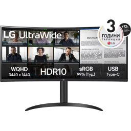 Монитор LG 34WR55QK-B - 34" UltraWide WQHD VA 100Hz Curved