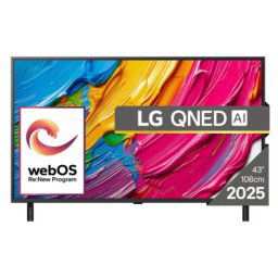 Телевизор LG 43QNED80A3A, 43" 4K QNED HDR Smart TV, 3840x2160, DVB-T2/C/S2, a7 AI Processor, HDR10 / HLG, webOS 25 ThinQ, VRR / ALLM / HGiG, 4K Upscaling, WiFi 5, Voice Controll, Bluetooth 5.1, AirPlay 2, LAN, CI, HDMI, SPDIF, Google Cast, 2 pole Stand