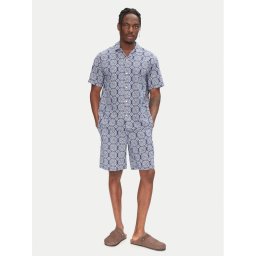 Jack & Jones Комплект от риза и текстилни шорти Seersucker 12284648 Син Relaxed Fit