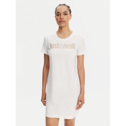 Just Cavalli Ежедневна рокля 78PAOE15 Бял Regular Fit