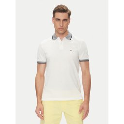 Tommy Hilfiger Тениска с яка и копчета MW0MW33140 Бял Regular Fit