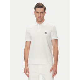 Tommy Hilfiger Тениска с яка и копчета MW0MW33167 Бял Regular Fit