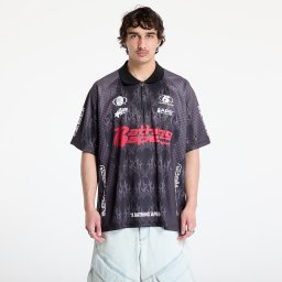 Тениска A BATHING APE Flame Pattern Overall Print Half Zip Relax Fit Polo Shirt UNISEX Black S