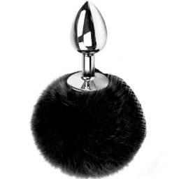 Метален Butt Plug с пухче "BUNNY BLACK" 7 см. Размер - S