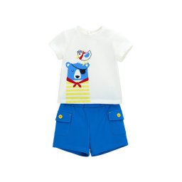 Original Marines Комплект тишърт и панталонки DFP6038BM Бял Regular Fit